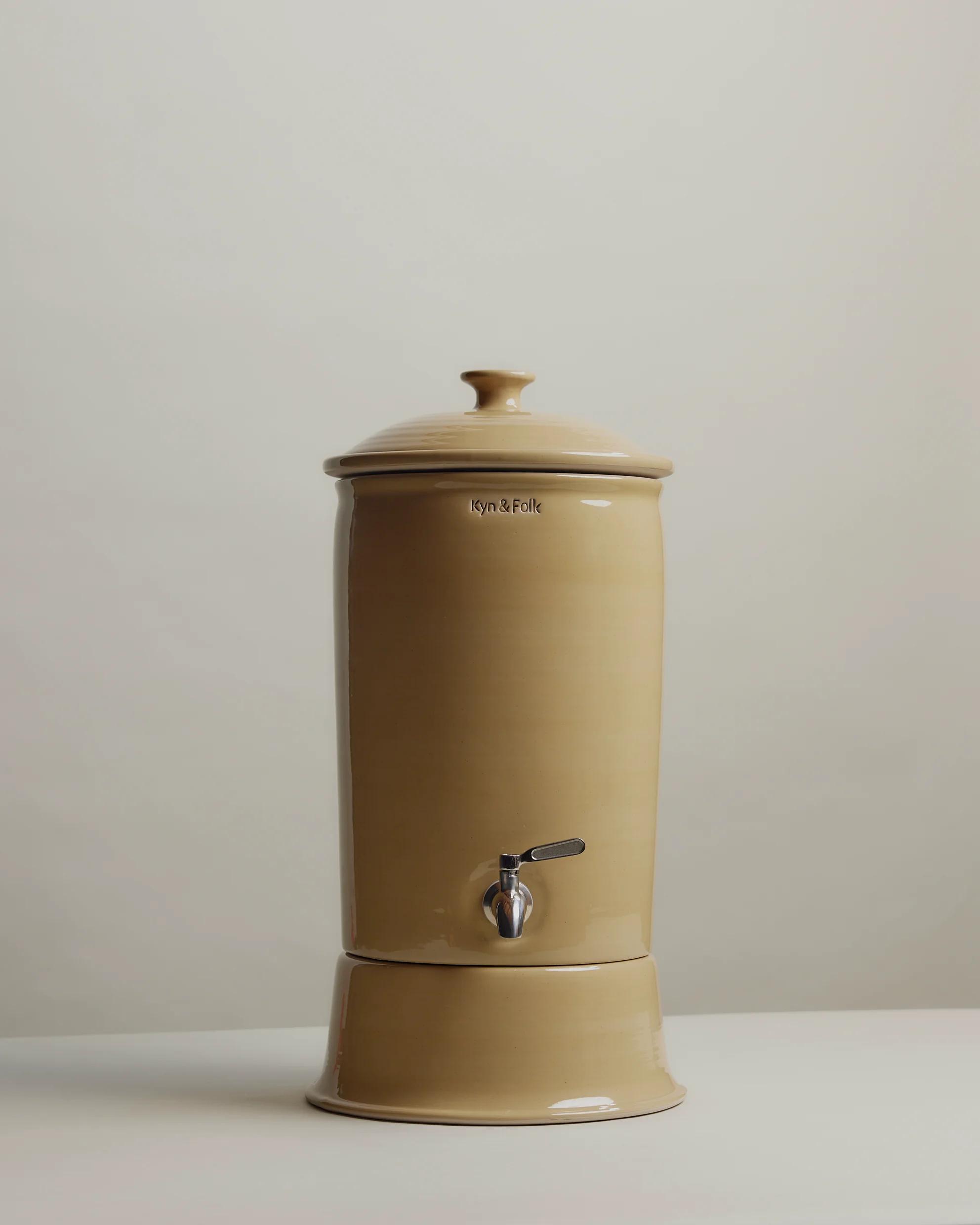 Kyn & Folk benchtop ceramic water filter in Dune glaze