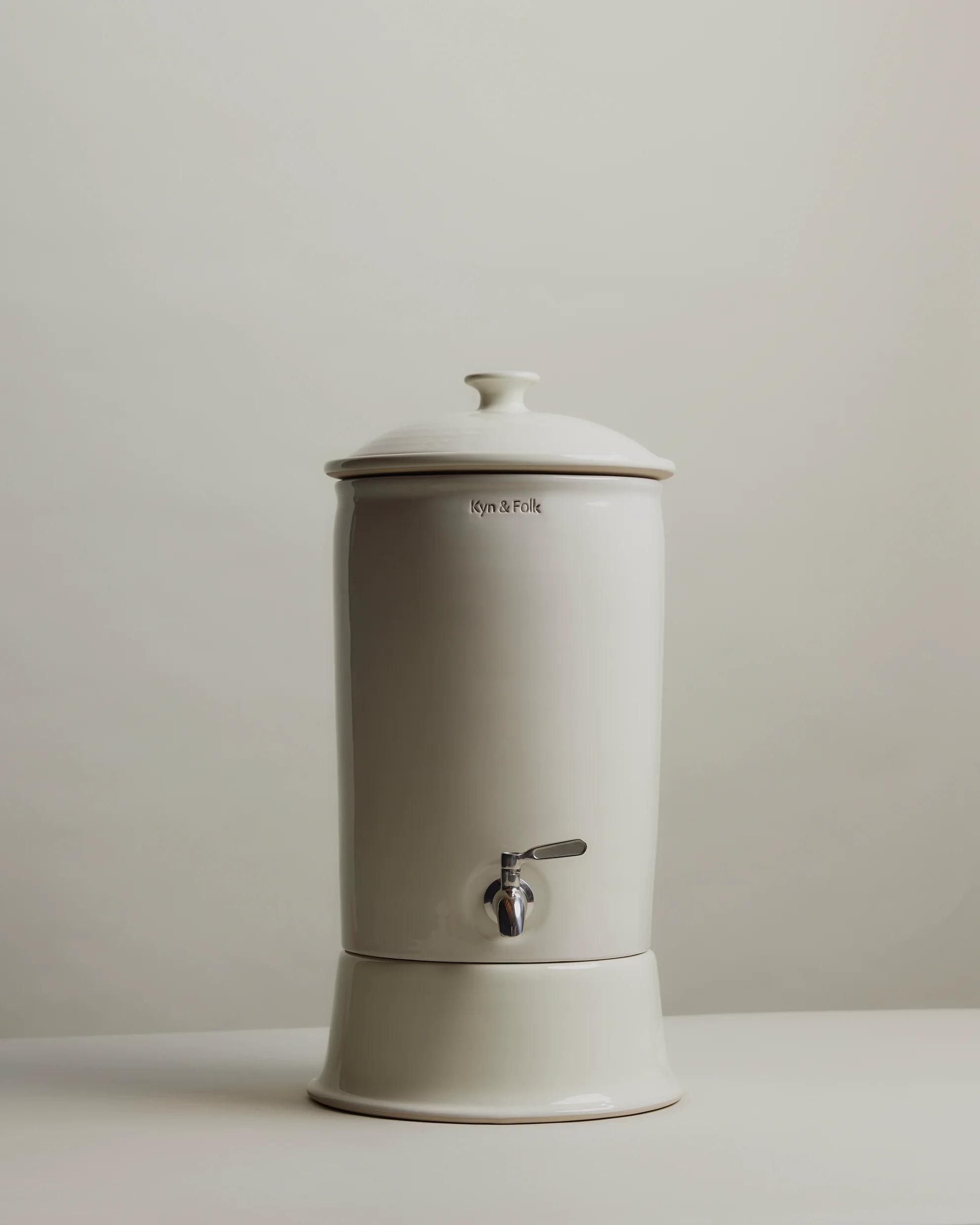 Kyn & Folk benchtop ceramic water filter in Dove glaze