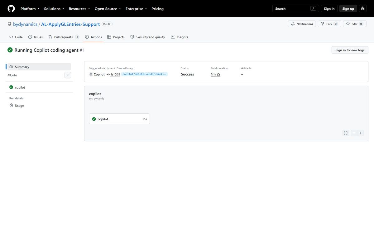 An AL-Go build pipeline run on GitHub Actions