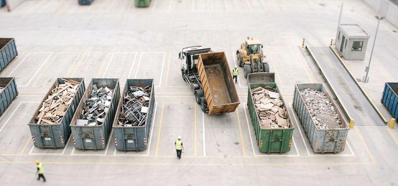 Containers at a waste and recycling yard