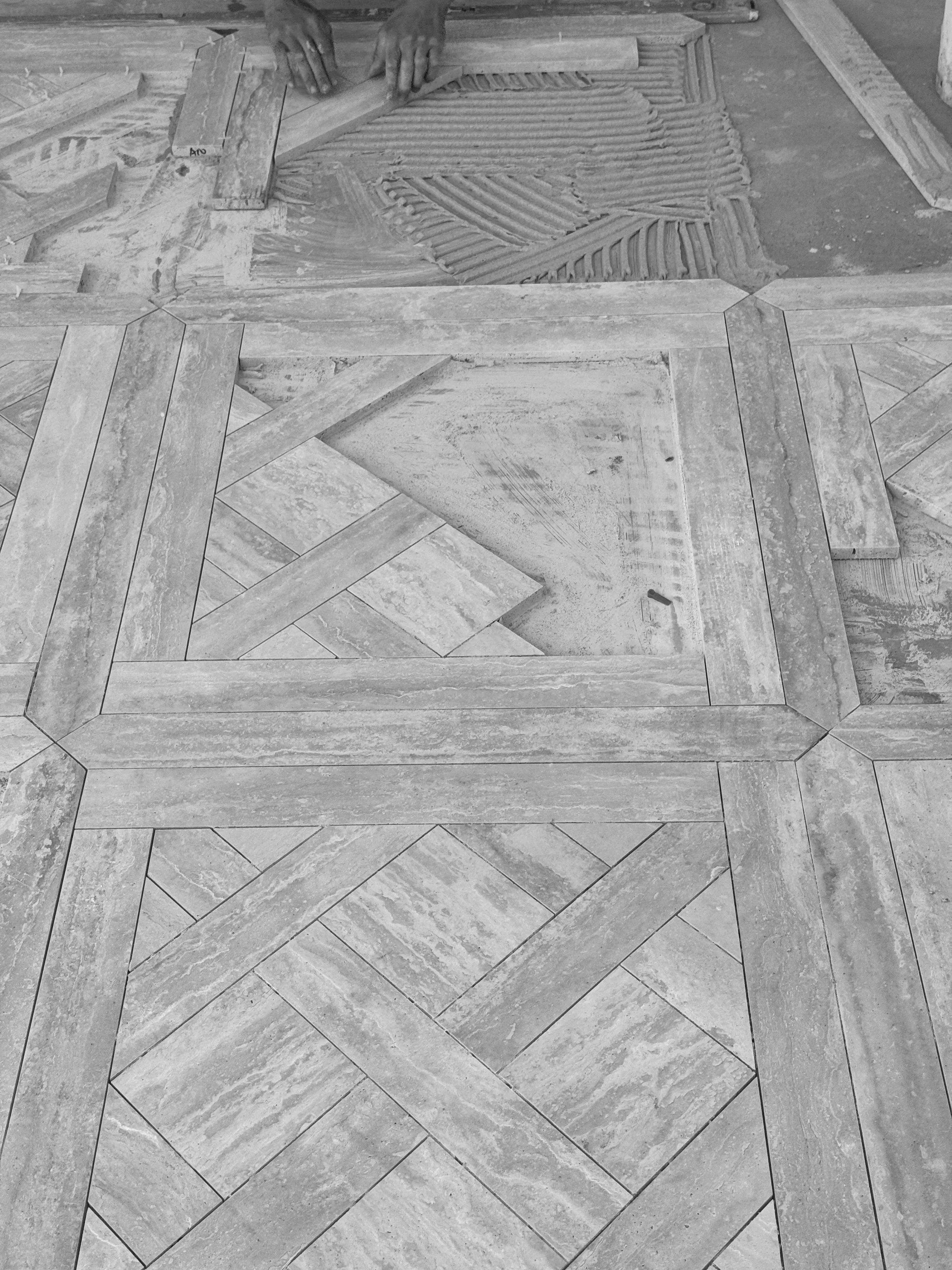 Unley Park · Under Construction, Water-jet cut Queen Ann tiles