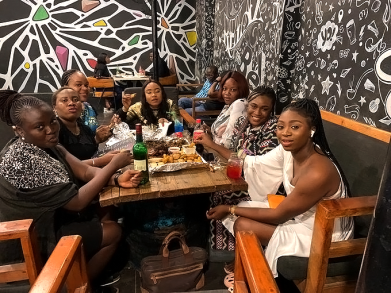 The Peeps enjoying a lovely meal together.