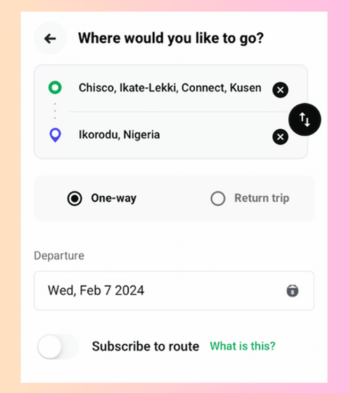 Enter all the details for your first trip