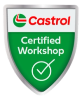 Shield style logo certifying a Castrol Workshop 