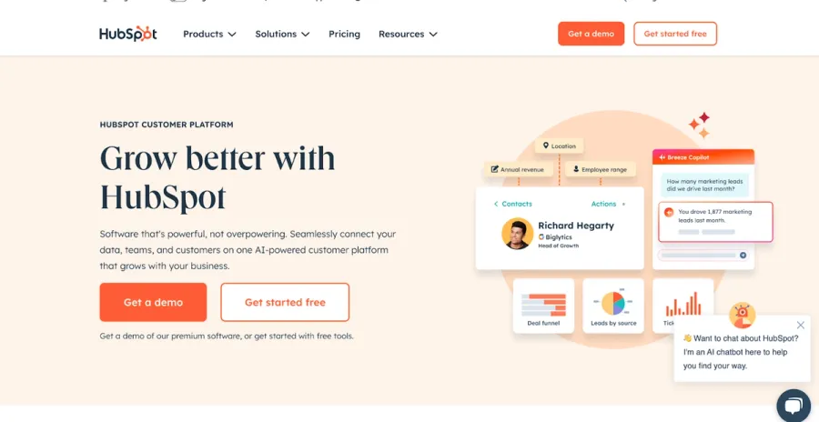 HubSpot のWebサイト