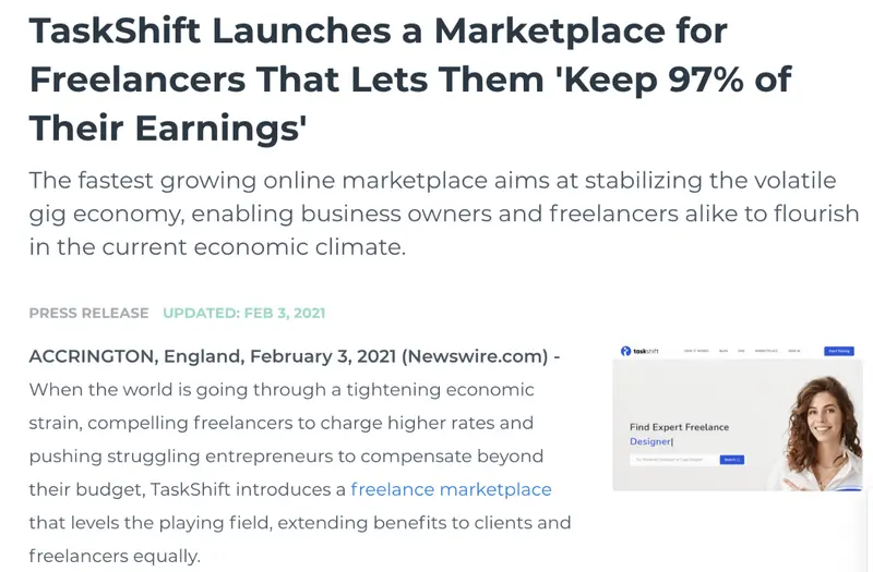 イギリスのプレスリリースのサンプル