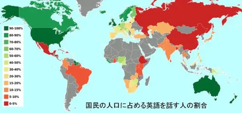 国民の人口に占める英語を話す人の割合
