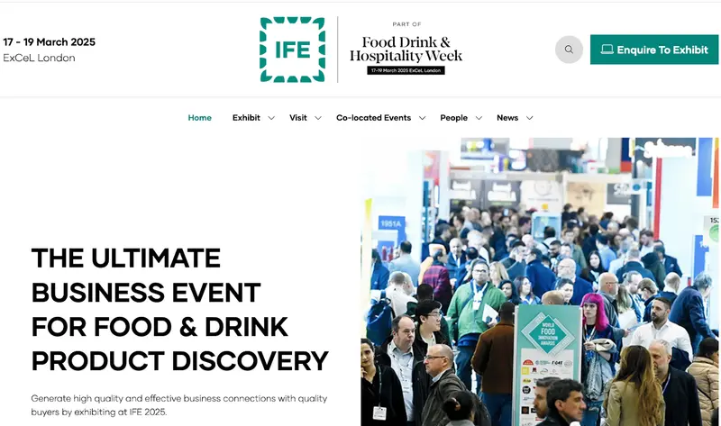 世界の製菓展示会：IFE International Food & Drink Event Webサイトページ