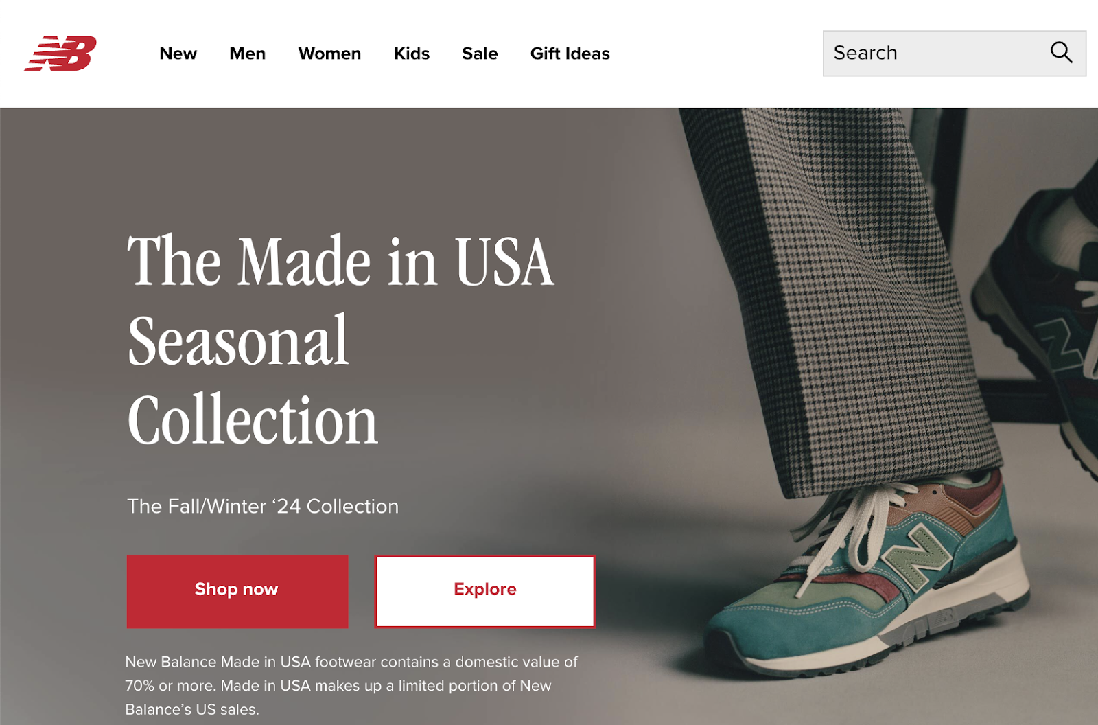 New BalanceのWebサイトページ