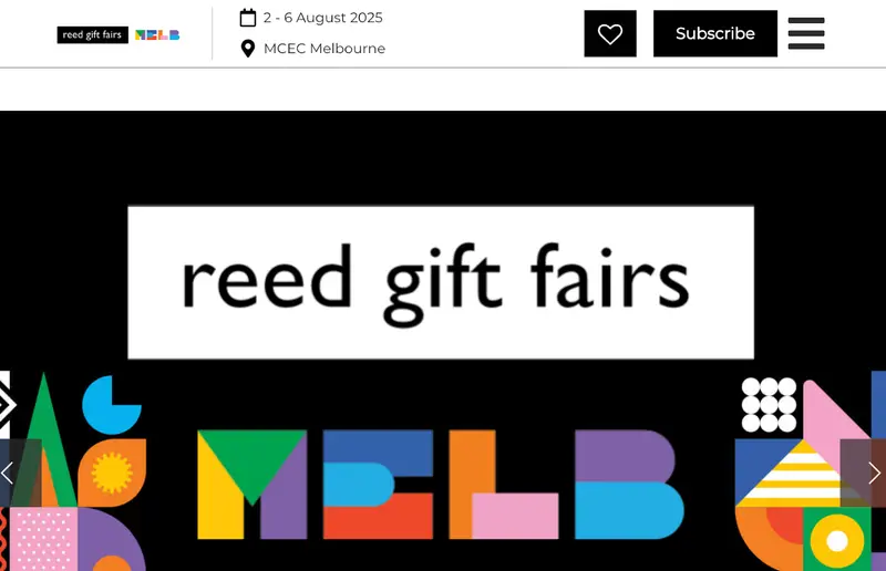 Reed Gift Fairs Melbourne Webサイト