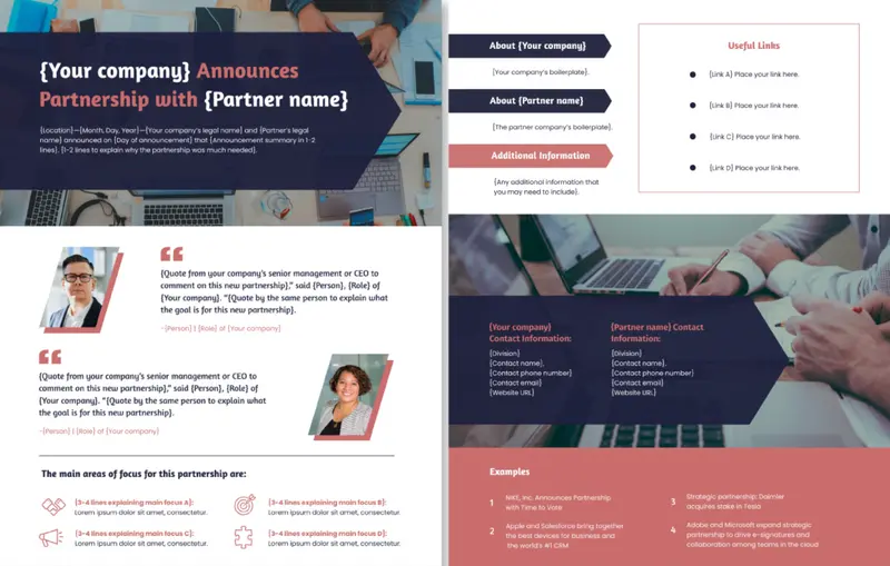 アメリカのプレスリリースのサンプル