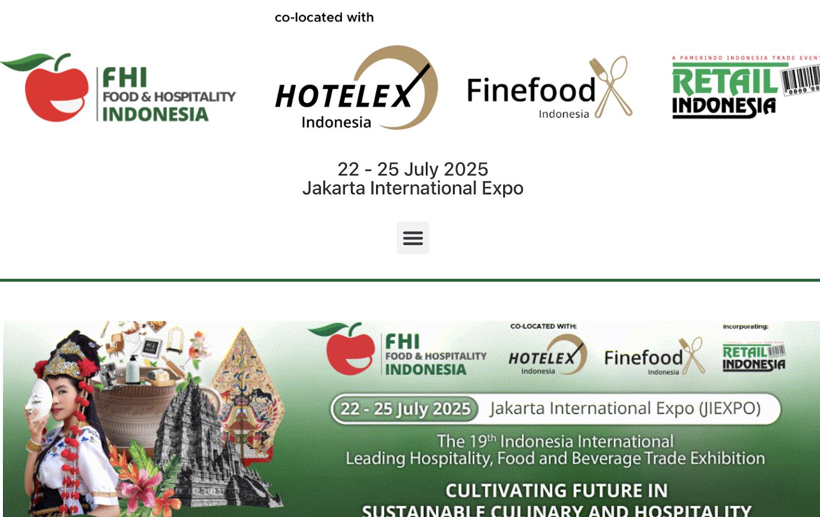 オーガニック食品展示会：FHI - Food & Hospitality Indonesia Webサイトページ