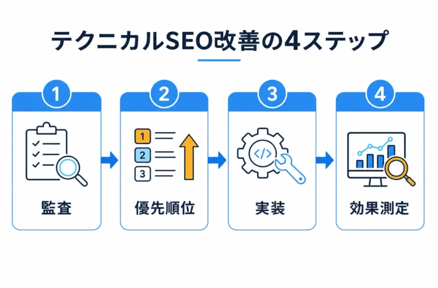 テクニカルSEO改善の4ステップ
