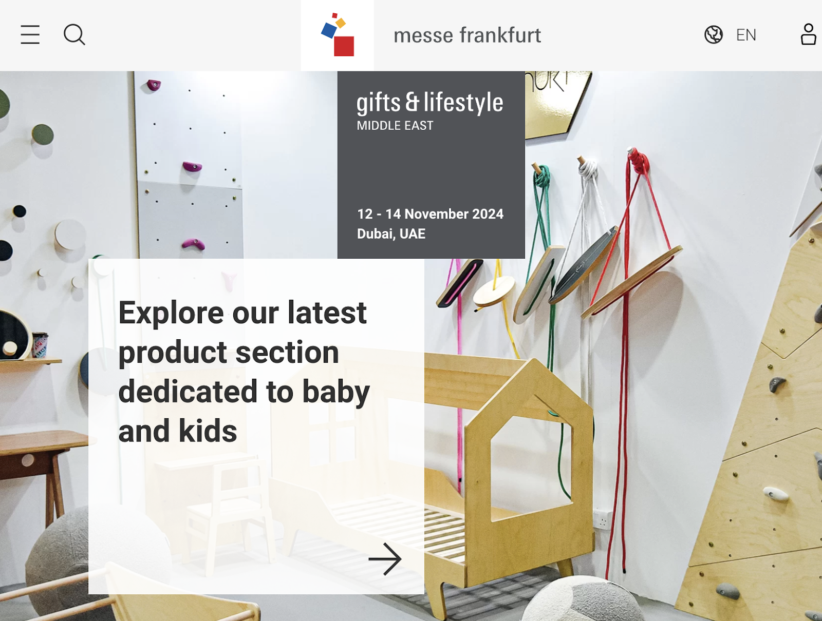 文房具＆ギフト展示会：Gifts & Lifestyle Middle East Webサイトページ