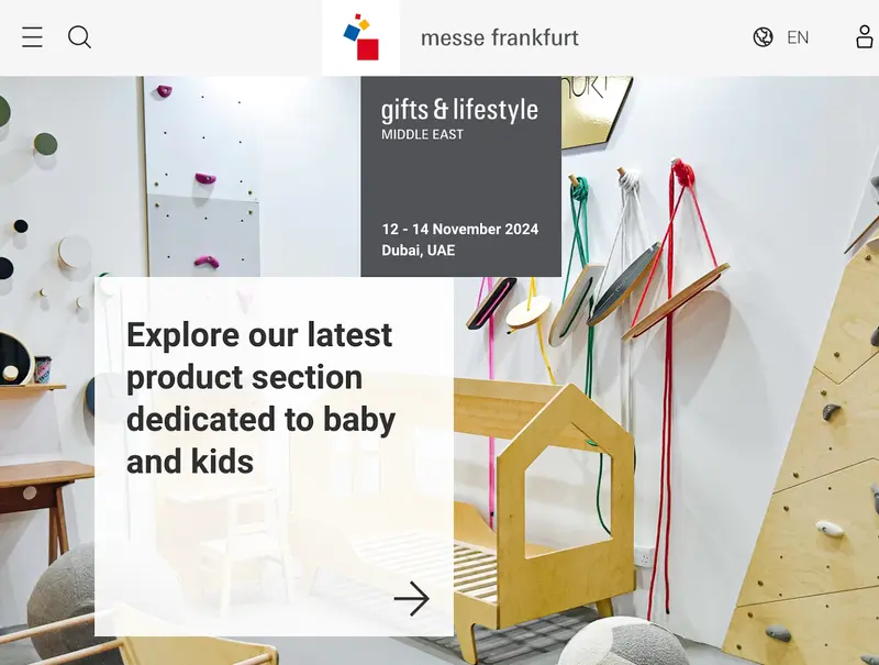 文房具＆ギフト展示会：Gifts & Lifestyle Middle East Webサイトページ