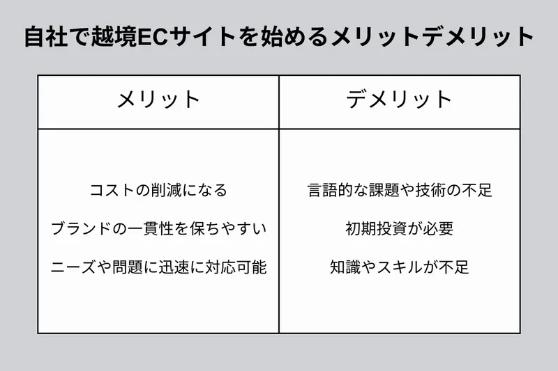 自社で越境ECサイトを始めるメリットデメリット