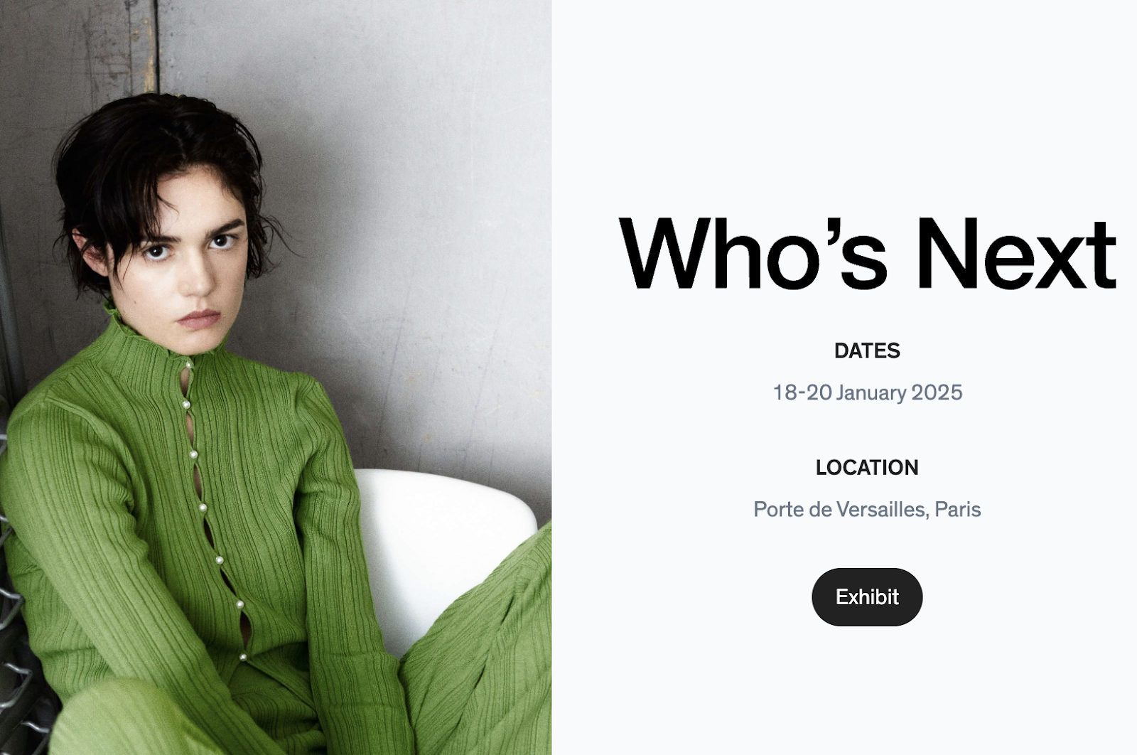 ファッション展示会：Who's Next Webサイトページ