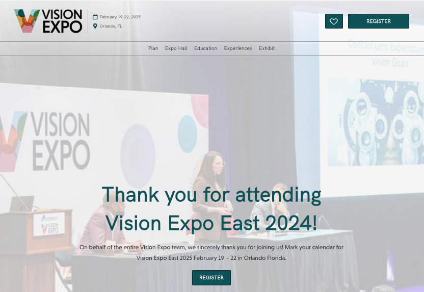 Vision Expo East（アメリカ）Webサイトページ