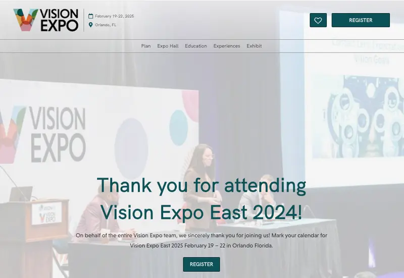 Vision Expo East(アメリカ)Webサイトページ