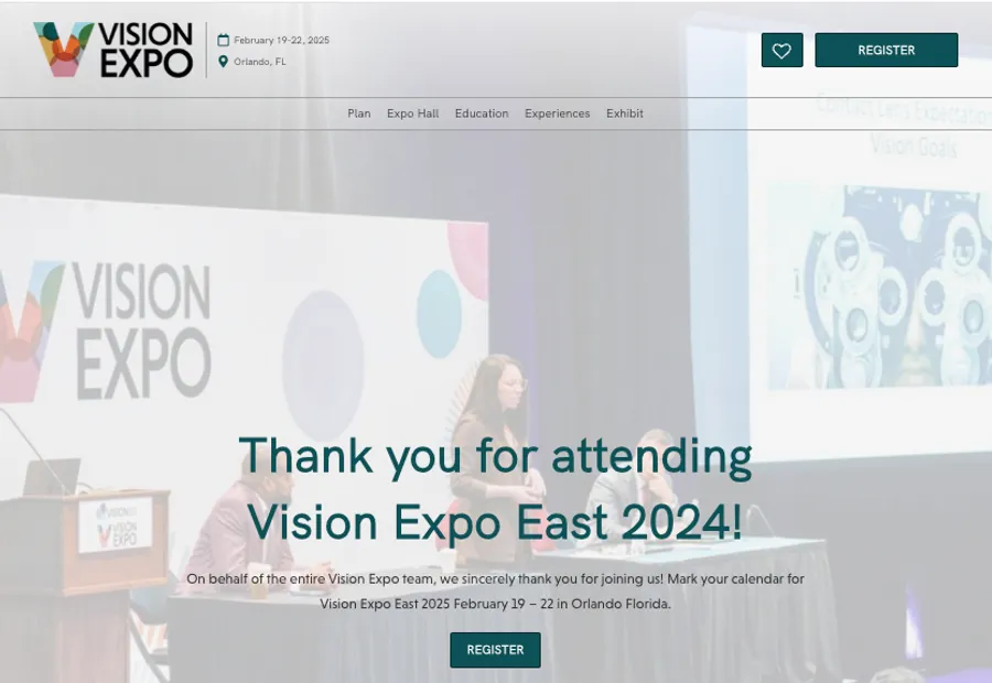 Vision Expo East(アメリカ)Webサイトページ