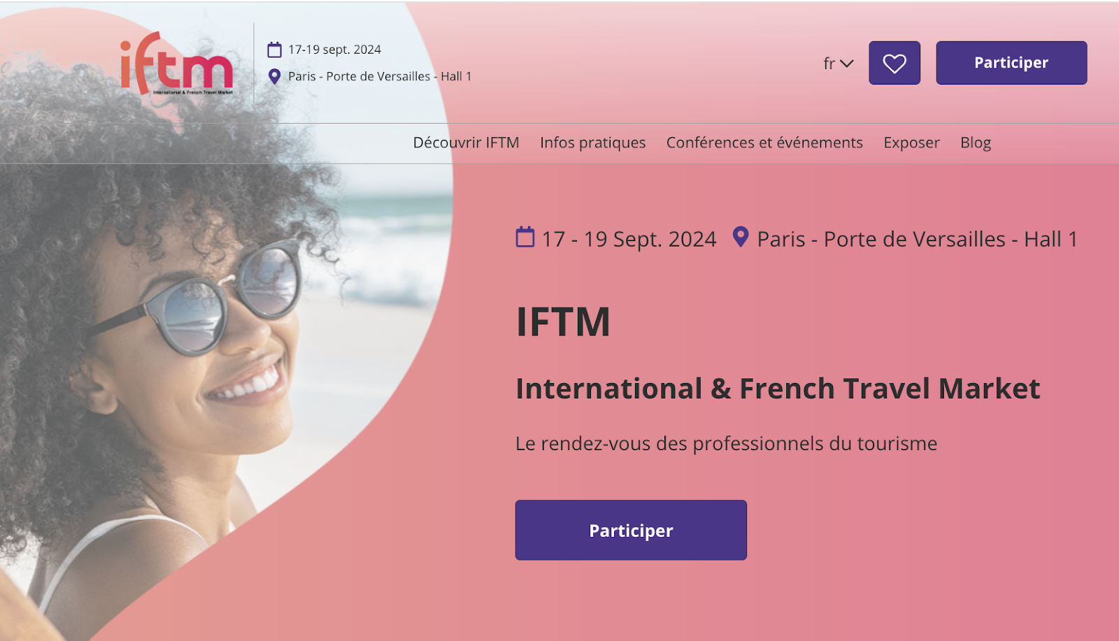 観光関連の展示会：IFTM Top ResaのWebサイトページ