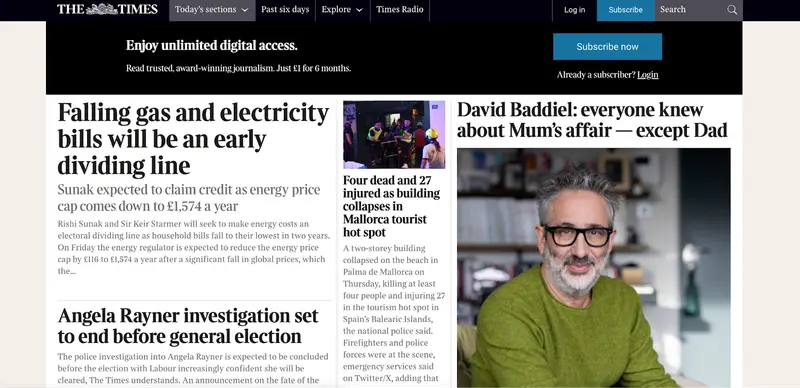 The Timesサイトページ