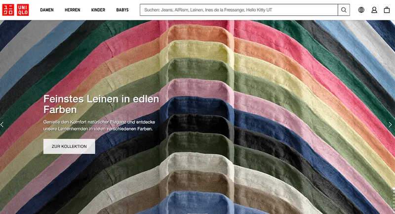 海外向けユニクロサイトのトップページ