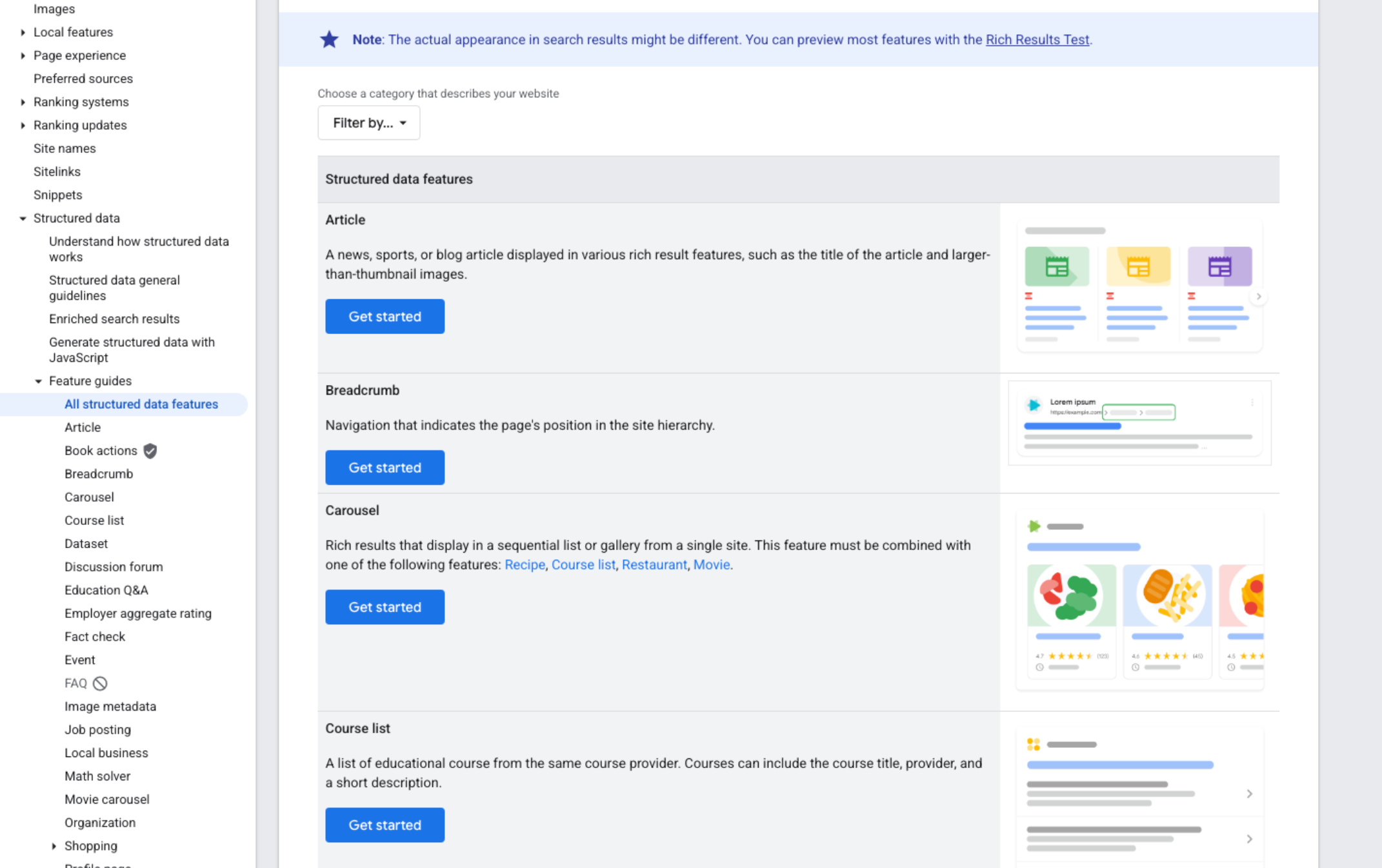 google search centralの構造データ
