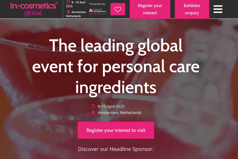 イン・コスメティクス・グローバルのWebサイト