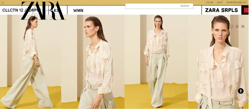 ZARAのウェブサイト：トップページ