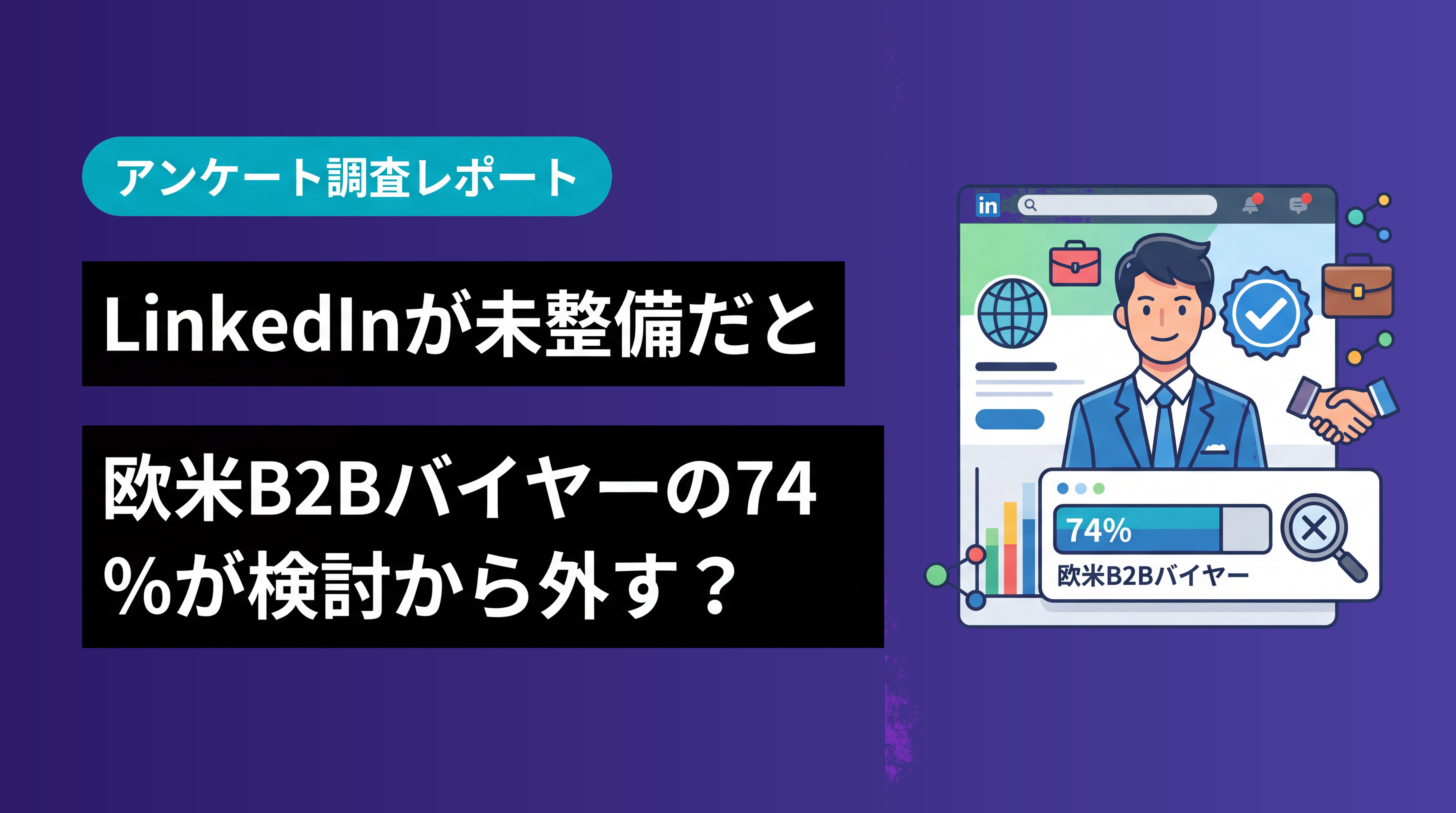 担当者のLinkedInが未整備だと、欧米B2Bバイヤーの74%が検討から外す：米国男性50人の実態調査