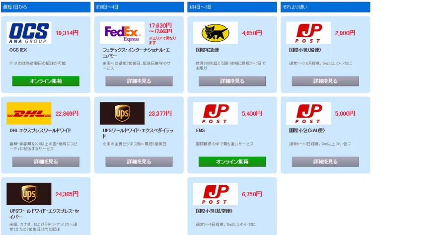 国際宅急便と料金