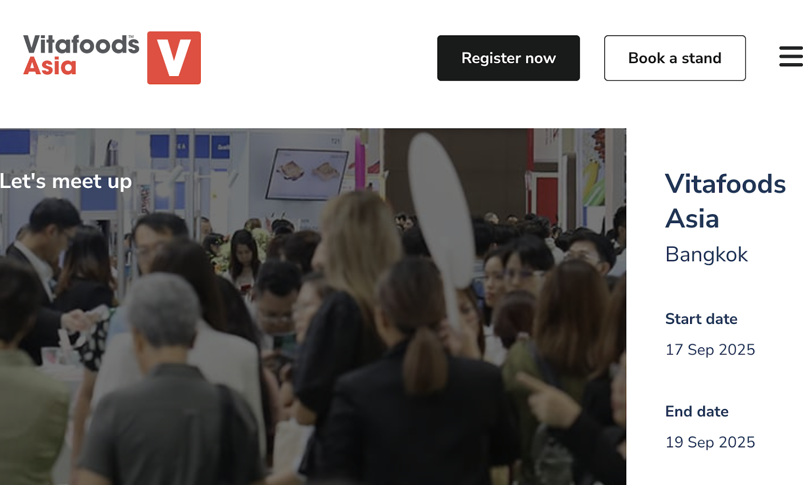 オーガニック食品展示会：Vitafoods Asia Webサイトページ