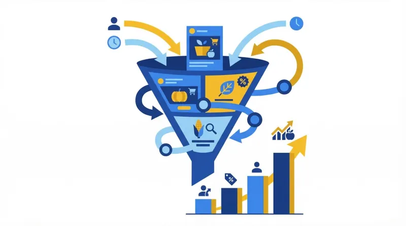 繁忙期の刈り取り最大化:リターゲティングファネルと高CTR広告クリエイティブのイメージ