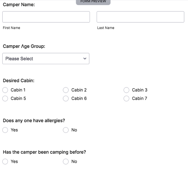 Camp Registration Form