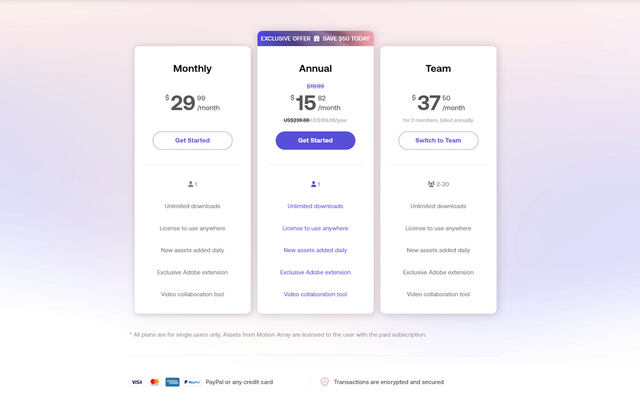 Motion Array Pricing