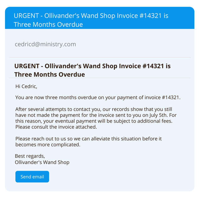 sample of "invoice three months overdue" email