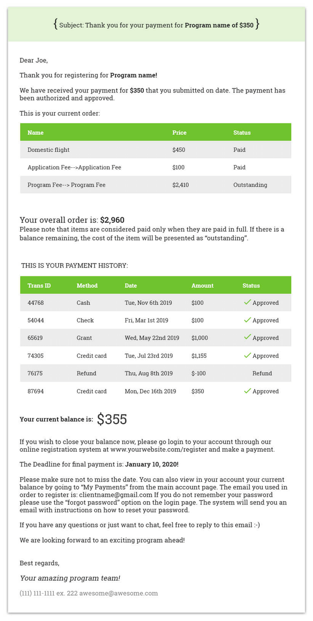 Payment Thanks You