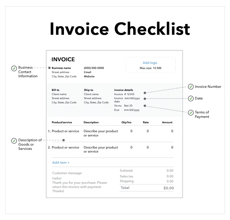 Regpack screenshot: Invoice Checklist
