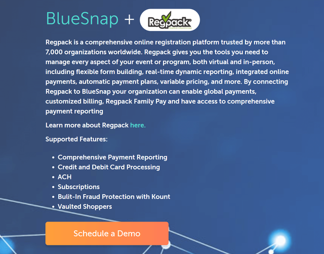 Regpack And Bluesnap Integration
