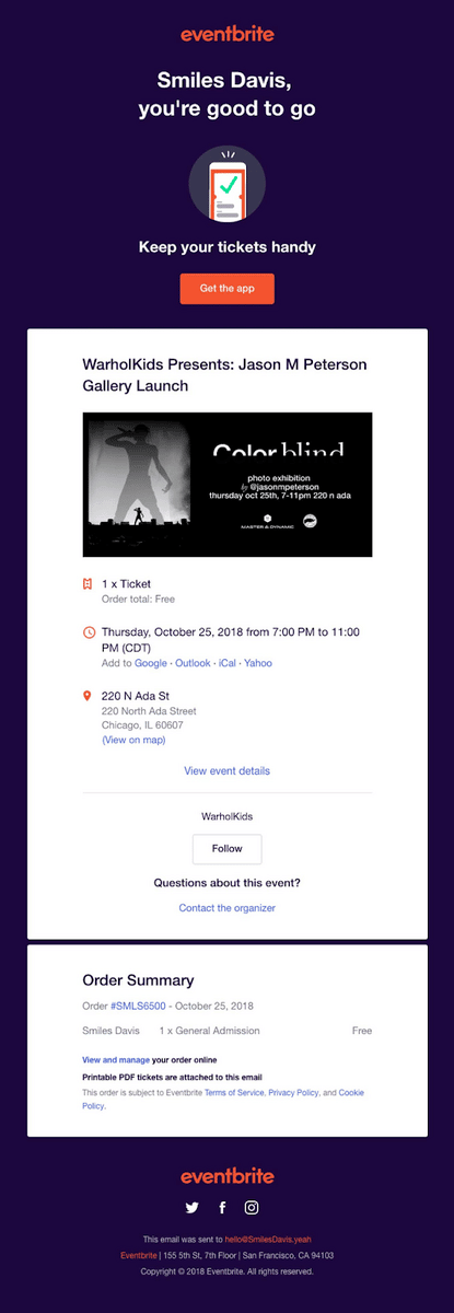 Eventbrite Event Confirmations