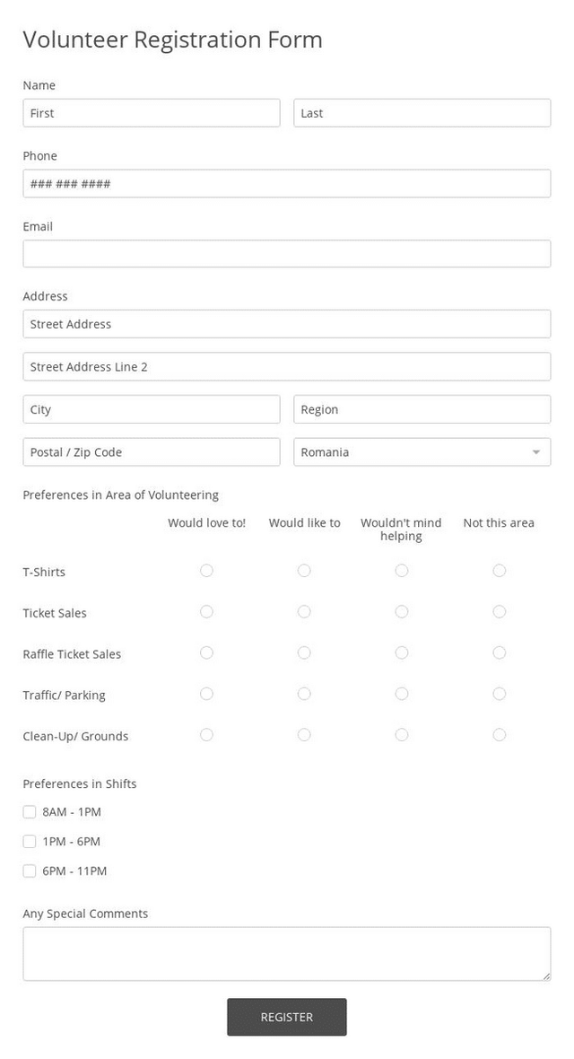Volunteer Registration Form