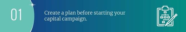 Create a plan before starting your capital campaign.