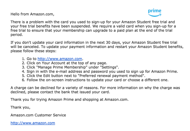 amazon failed payment