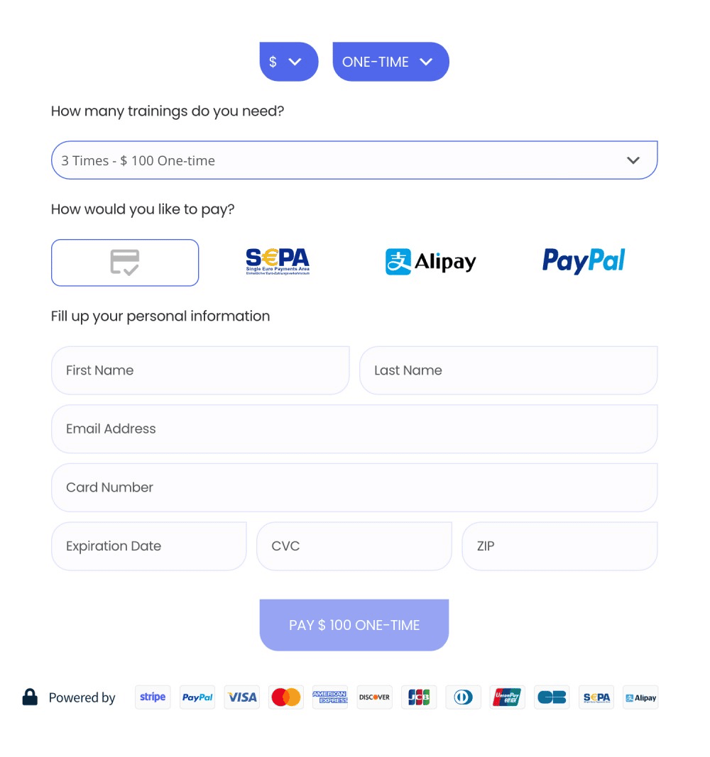One Time Payment Example