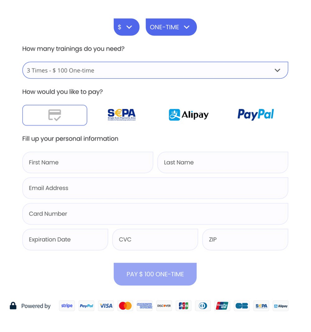 One Time Payment Example
