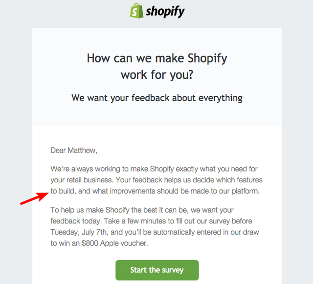 Shopify Encouraging Reviews Example