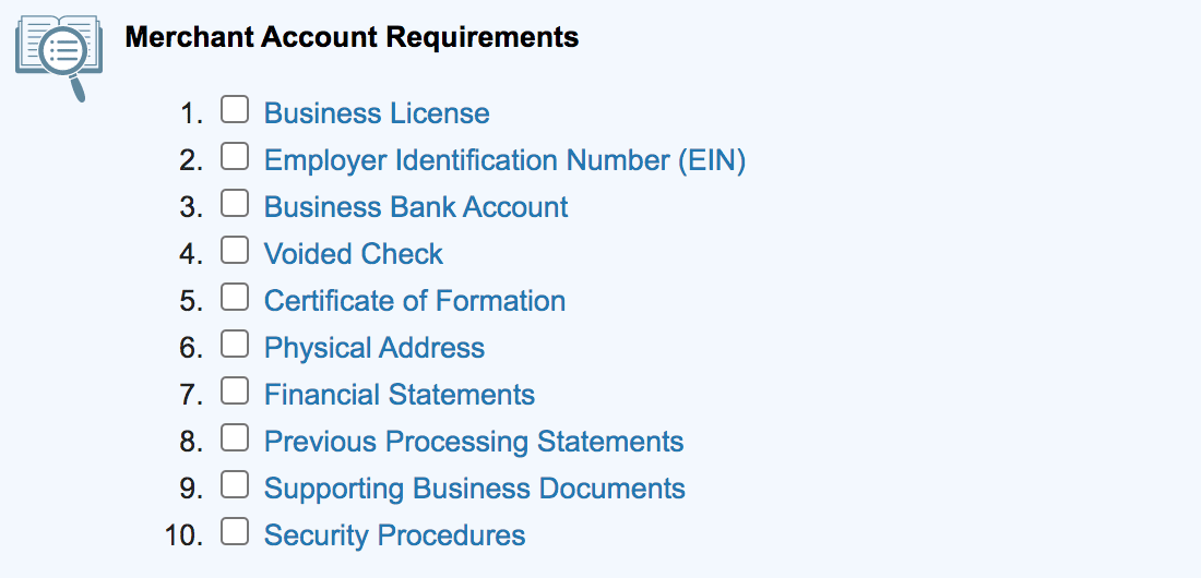 Merchant Account Requirements