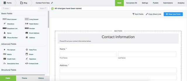 This is a screenshot of formstack.