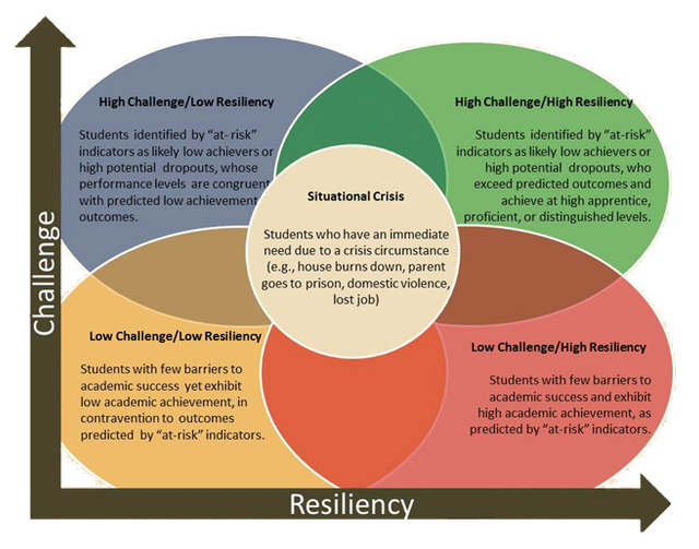 Infographic showing the 5 different levels of at-risk students